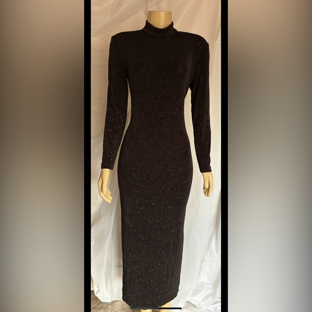 Susan Roselli Black Dress with Gold Accents